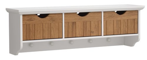 Шкаф за коридор OLDEKROG 3 чекмеджета бяло/цвят дъб