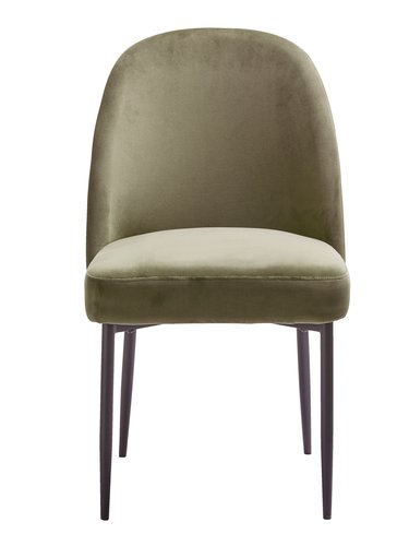 Krzesło VASBY aksamit oliwkowy/czarny