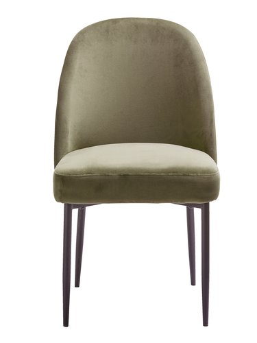 Chaise VASBY velours olive/noir