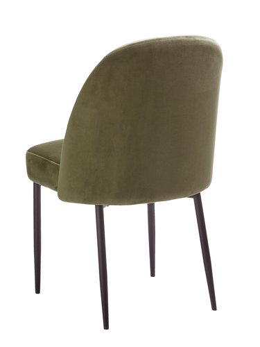 Chaise VASBY velours olive/noir