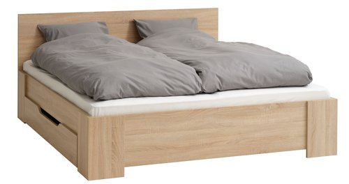 Bed frame HALD DBL 140x200 excl. slats light oak