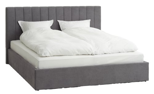 Estructura cama HASLEV 180x200 almacenaje tela gris oscuro