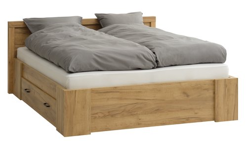 Bed frame LINTRUP DBL 140x200 excl. slats oak