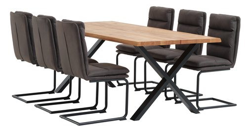 Table ROSKILDE 95x200 chêne naturel/noir