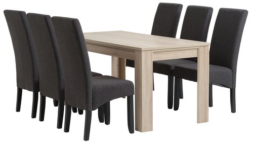 HASLUND H160 asztal tölgy + 4 BAKKELY szék szürke