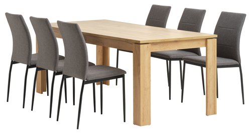 LINTRUP L190/280 table oak + 4 TRUSTRUP chairs grey