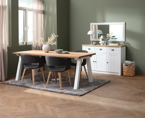 SKAGEN L200 Tisch + 4 HOLSTEBRO Stühle anthrazit JYSK