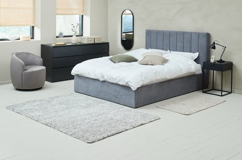 Okvir kreveta HASLEV 180x200 s pohranom tamnosiva tkanina