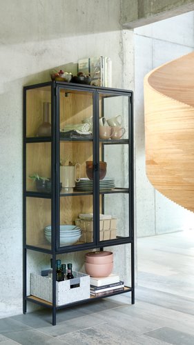 Display cabinet TRAPPEDAL oak/black