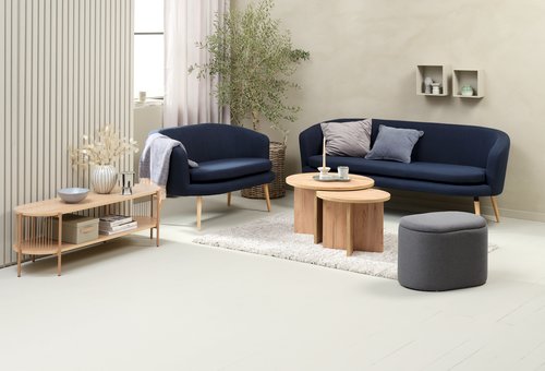 Sofa GISTRUP 2Sitzer Stoff dunkelblau JYSK
