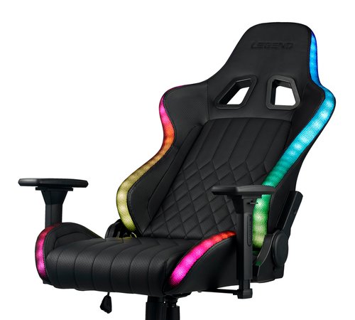 Oyuncu koltuğu RANUM LED siyah suni deri ile