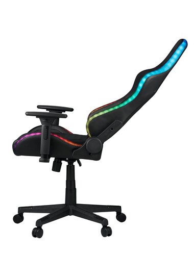 Gamer szék RANUM LED fénnyel fekete textilbőr