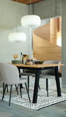 Étkezőasztal SKOVLUNDE 90x160 natúr tölgy/fekete