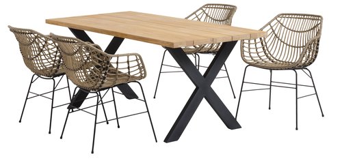 ELLEKILDE L180 table teak + 4 ILDERHUSE chair natural