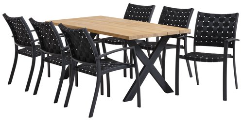 ELLEKILDE D170 stůl týk + 4 JEKSEN židle černá