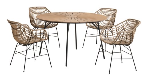 RANGSTRUP Ø130 τραπέζι φυσικό/μαύρο + 4 ILDERHUSE καρέκλες