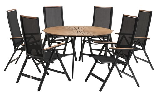 RANGSTRUP Ś130 stół naturalny/czarny + 4 BREDSTEN krzesło