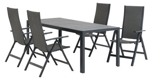 PINDSTRUP L205 bord + 4 UGLEV stol grå