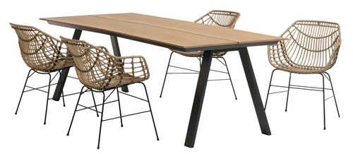 FAUSING L220 table + 4 ILDERHUSE chair natural