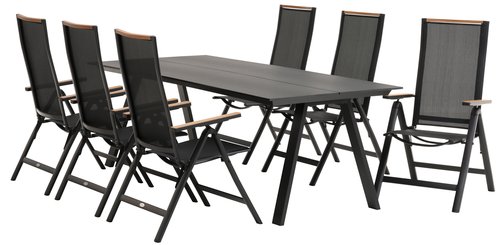 FAUSING L220 table noir + 4 BREDSTEN chaise noir