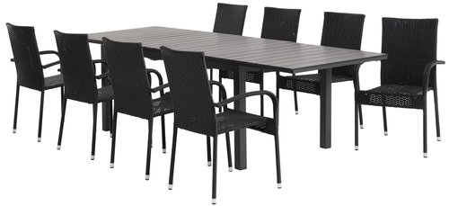 VATTRUP L170/273 tafel zwart + 4 GUDHJEM stoelen zwart