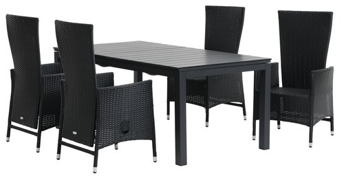 VATTRUP 170/273 masă+ 4 SKIVE scaun negru