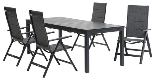 VATTRUP L206/319 table noir + 4 MYSEN chaise gris