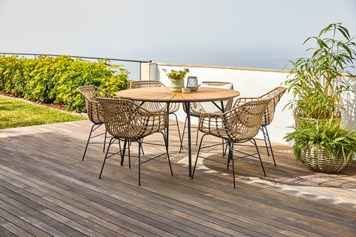 RANGSTRUP Ø130 τραπέζι φυσικό/μαύρο + 4 ILDERHUSE καρέκλες