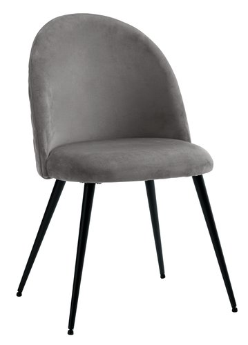 Blagovaonska stolica KOKKEDAL baršun siva/crna