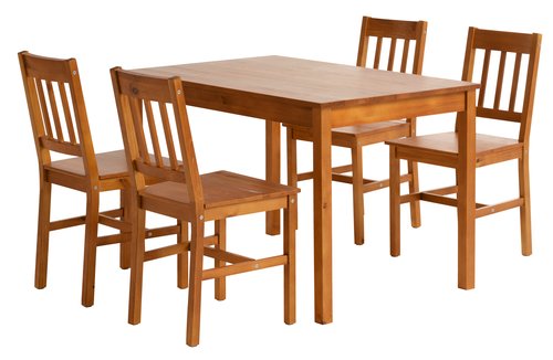 TYLSTRUP D118 stôl kávová + 4 TYLSTRUP stoličky kávová