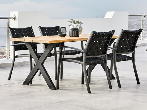 ELLEKILDE L180 table teak + 4 JEKSEN chair black