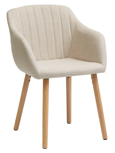Dining chair ADSLEV beige fabric/oak color