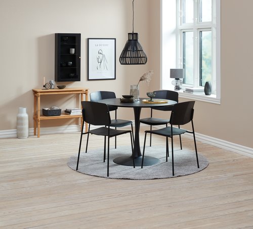 Spisebord RINGSTED Ø100 sort ask