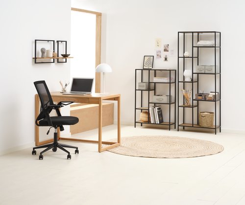 Shelving unit TRAPPEDAL 5 shel.oak/black