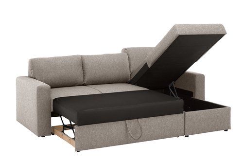 Καναπές-κρεβάτι με σεζλόνγκ MARSLEV ανοιχτό γκρι