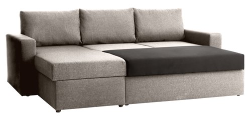 Καναπές-κρεβάτι με σεζλόνγκ MARSLEV ανοιχτό γκρι