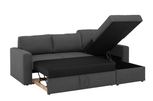 Sofá-cama chaise-longue MARSLEV cinzento escuro