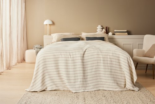 Bed throw VINTEREG 240x260 beige/grey
