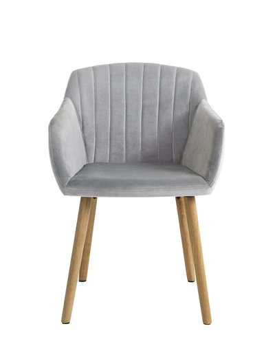 Trpezarijska stolica ADSLEV sivi baršun/natur