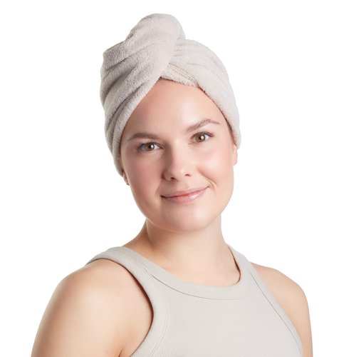 Turban na vlasy SYA recyklovaný polyester 2 kusy béžová