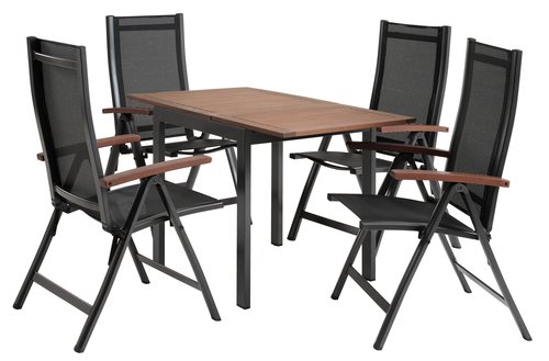 YTTRUP L75/126 table hardwood + 4 LIMHAMN chair grey