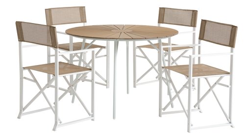 RANGSTRUP Ø110 bord natur/hvit + 4 NAGELSTI stol hvit