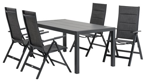 HAGEN P160 pöytä harmaa + 4 MYSEN tuoli harmaa