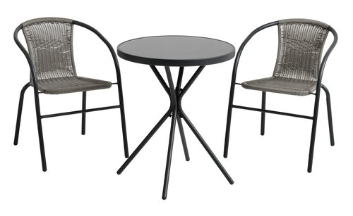 RADSTRUP Ø60 Tisch + 2 GRENAA Stuhl schwarz