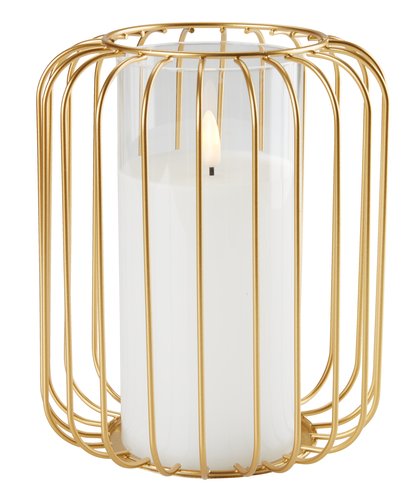 Windlicht KRESTER Ø15xH18 gold m/LED JYSK