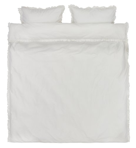 Completo copripiumino ELMA Cotone lavato 200x220 cm bianco