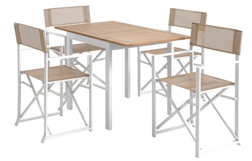 RAMTEN L75/126 table hardwood + 4 NAGELSTI chair white