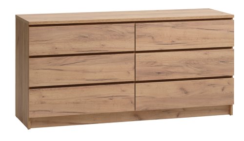 3+3 drawer chest LIMFJORDEN natural oak colour
