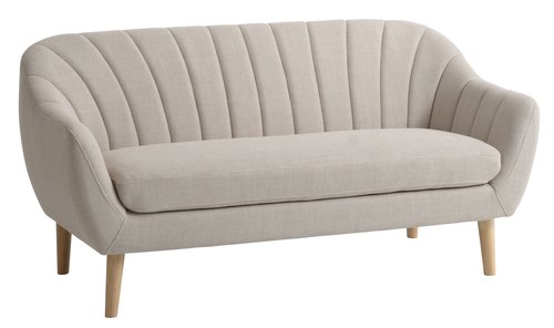 Sofa EGEDAL 2-seater beige fabric/oak colour