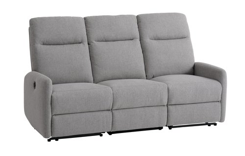 Recliner sofa VONSILD 3-seter elektrisk lys grå stoff